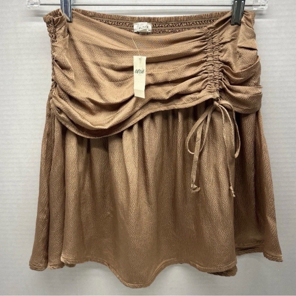 Aerie Brown Ruched Mini Skirt